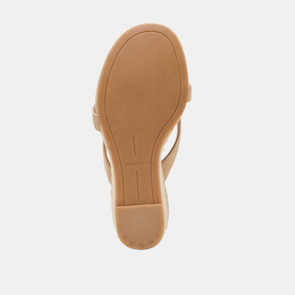 Helan Espadrille Camel Suede Wedges - CAMEL