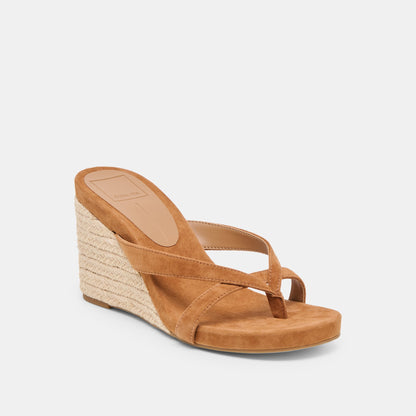 Helan Espadrille Brown Suede Wedges - BROWN SUEDE