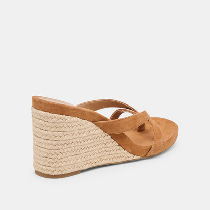 Helan Espadrille Brown Suede Wedges - BROWN SUEDE