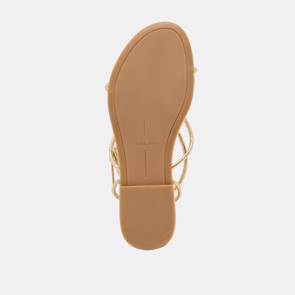 Kenley Gold Leather Sandals - GOLD LEATHER