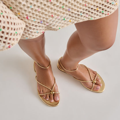 Kenley Gold Leather Sandals - GOLD LEATHER