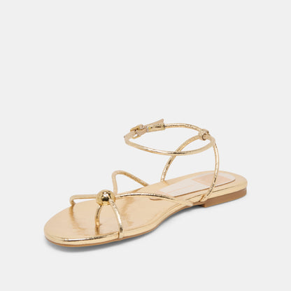 Kenley Gold Leather Sandals - GOLD LEATHER