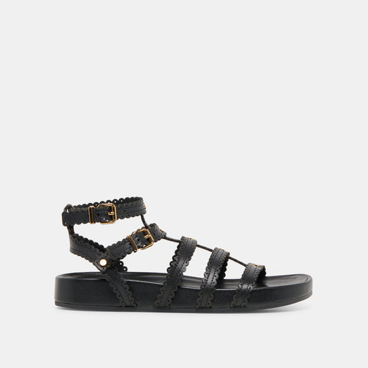 Susana Black Leather Sandals - BLACK LEATHER