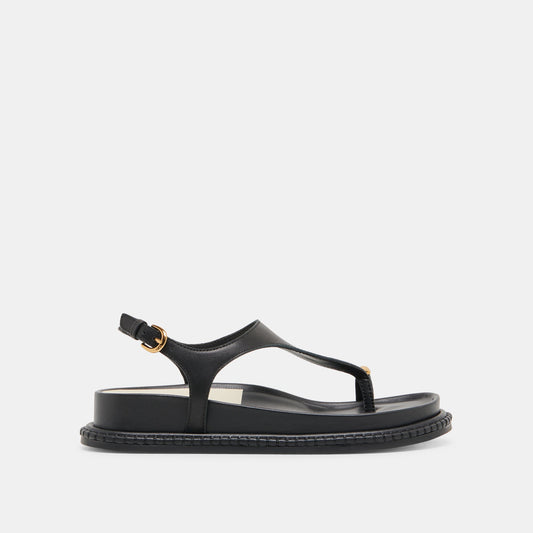 Stefan Black Leather Sandals - BLACK LEATHER