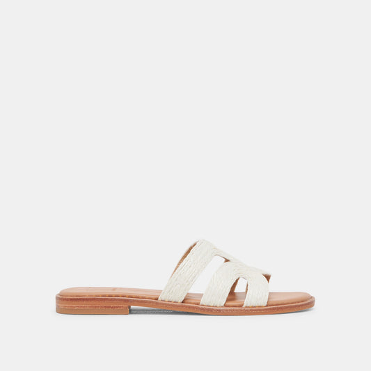 EMON WIDE SANDALS WHITE RAFFIA - WHITE RAFFIA