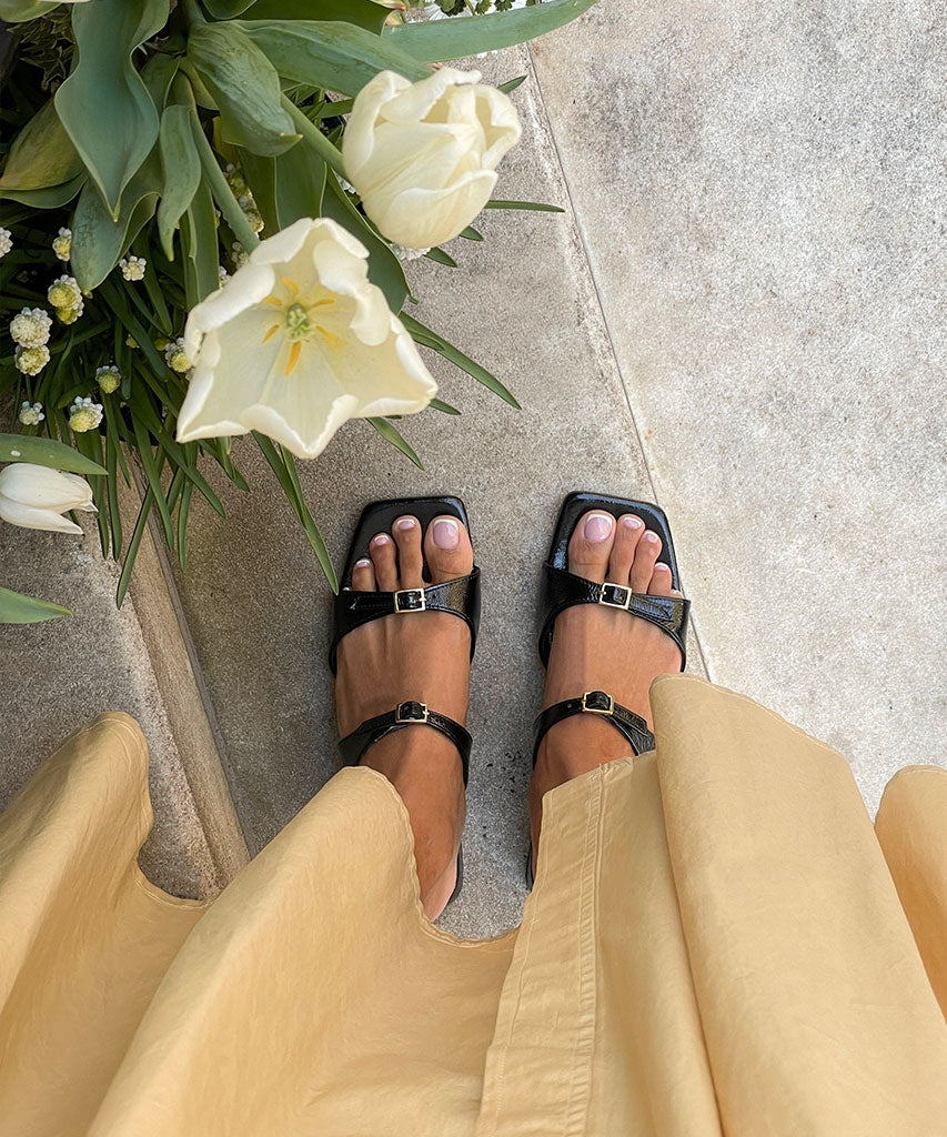 LAVERN SANDALS MIDNIGHT CRINKLE PATENT - MIDNIGHT CRINKLE PATENT