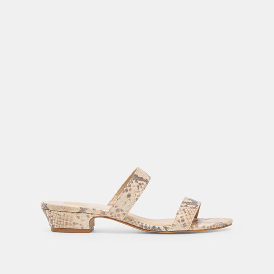 Kamile Natural Snake Embossed Leather Sandals - NATURAL SNAKE EMBOSSED LEATHER