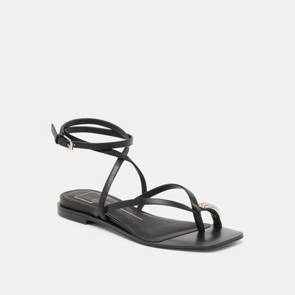 Tyrice Black Leather Sandals - BLACK LEATHER