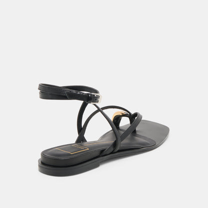 Tyrice Black Leather Sandals - BLACK LEATHER