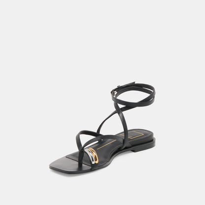 Tyrice Black Leather Sandals - BLACK LEATHER
