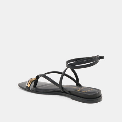 Tyrice Black Leather Sandals - BLACK LEATHER