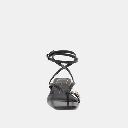 Tyrice Black Leather Sandals - BLACK LEATHER