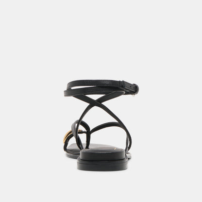 Tyrice Black Leather Sandals - BLACK LEATHER