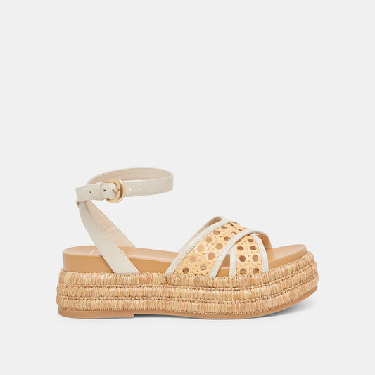WRILEY SANDALS CREME WOVEN RAFFIA - CREME WOVEN RAFFIA