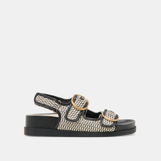 STARLA SANDALS BLACK NATURAL RAFFIA - BLACK NATURAL RAFFIA