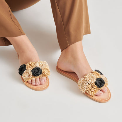 DANELA SANDALS BLACK NATURAL RAFFIA - BLACK NATURAL RAFFIA