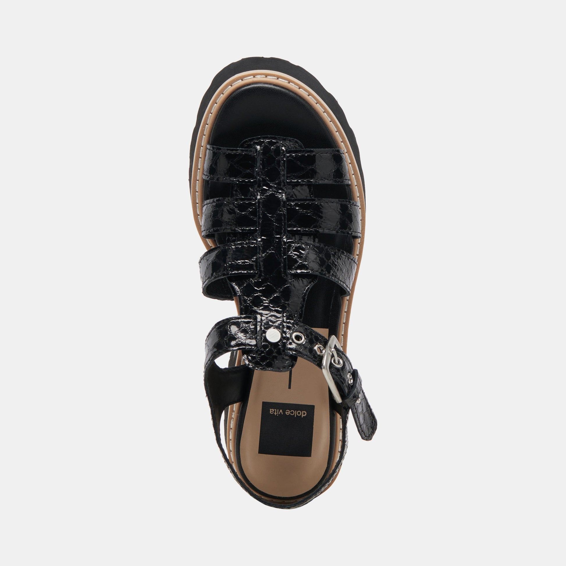 LATICE SANDALS MIDNIGHT EMBOSSED LEATHER - MIDNIGHT EMBOSSED LEATHER