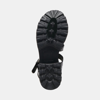 LATICE SANDALS MIDNIGHT EMBOSSED LEATHER - MIDNIGHT EMBOSSED LEATHER