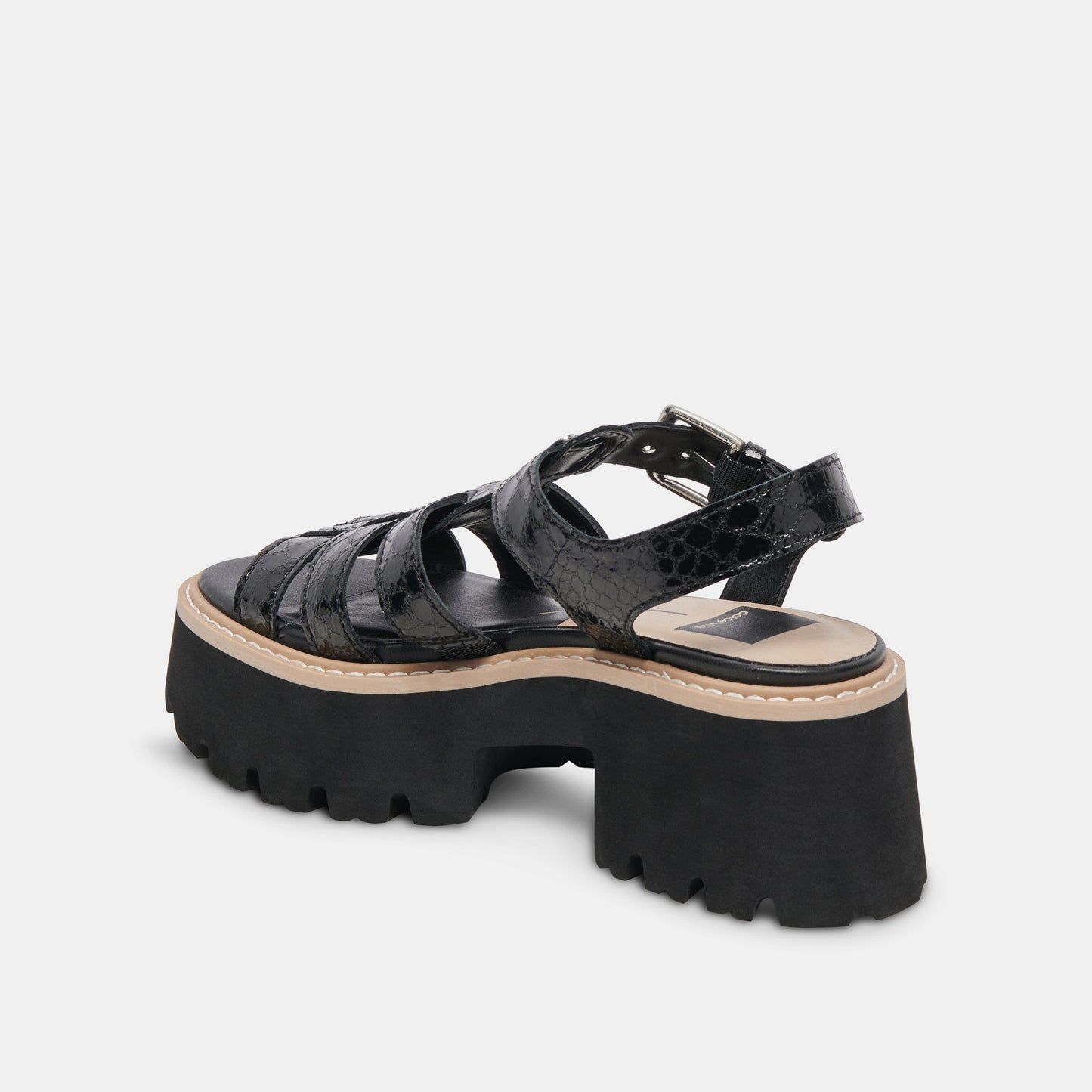 LATICE SANDALS MIDNIGHT EMBOSSED LEATHER - MIDNIGHT EMBOSSED LEATHER