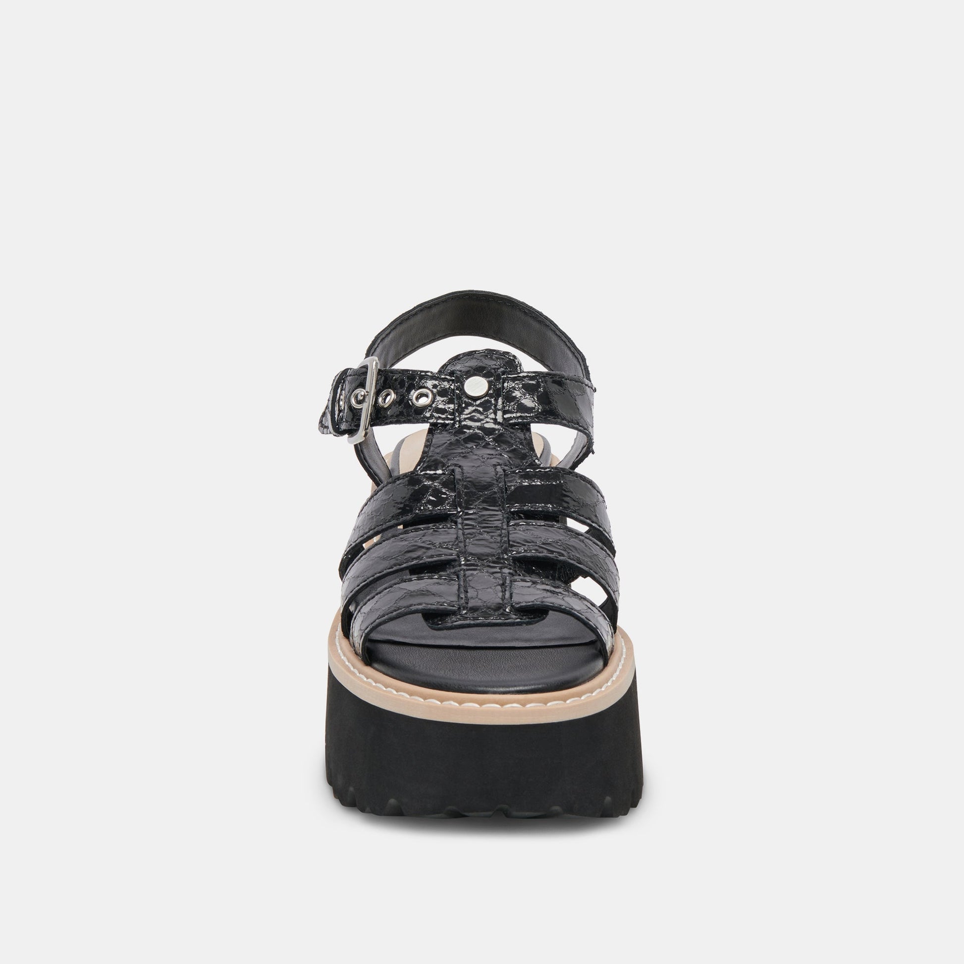 LATICE SANDALS MIDNIGHT EMBOSSED LEATHER - MIDNIGHT EMBOSSED LEATHER