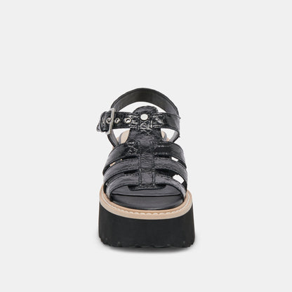 LATICE SANDALS MIDNIGHT EMBOSSED LEATHER - MIDNIGHT EMBOSSED LEATHER