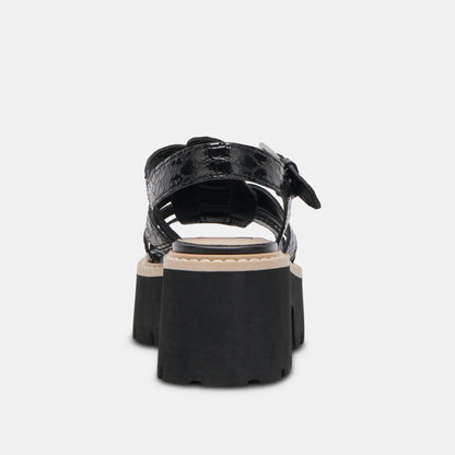 LATICE SANDALS MIDNIGHT EMBOSSED LEATHER - MIDNIGHT EMBOSSED LEATHER