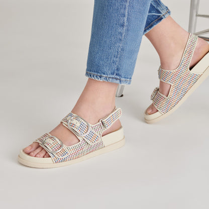 STARLA PRIDE SANDALS WHITE MULTI RAFFIA - WHITE MULTI RAFFIA