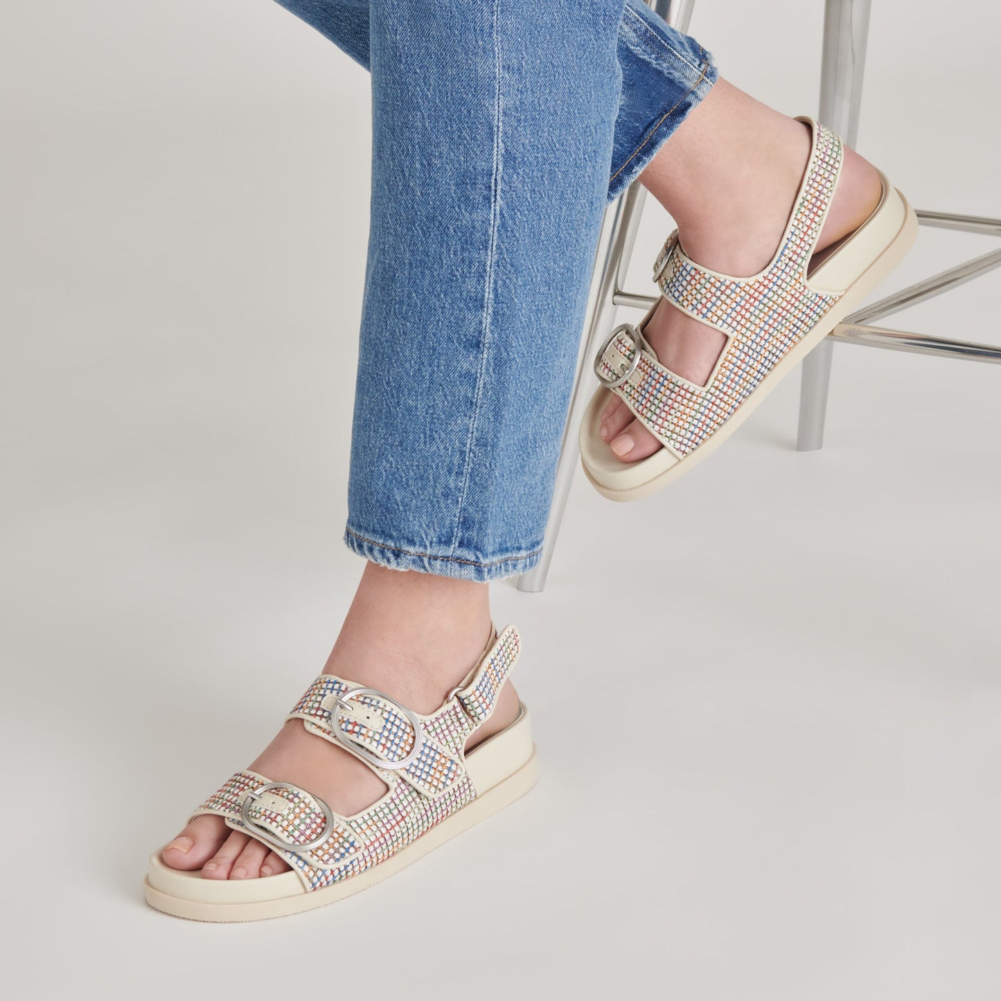 STARLA PRIDE SANDALS WHITE MULTI RAFFIA - WHITE MULTI RAFFIA