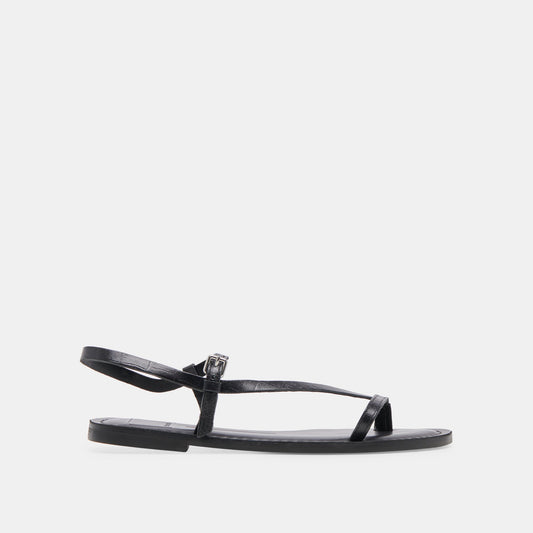 WANDRE SANDALS NOIR EMBOSSED LEATHER - NOIR EMBOSSED LEATHER