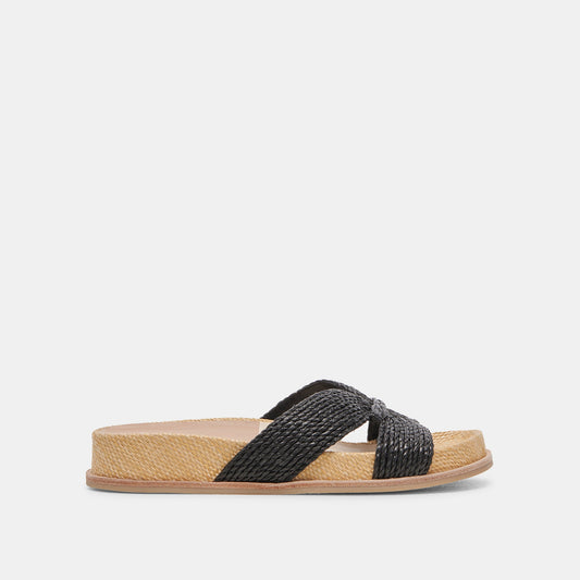 SELDA WIDE SANDALS ONYX RAFFIA - ONYX RAFFIA