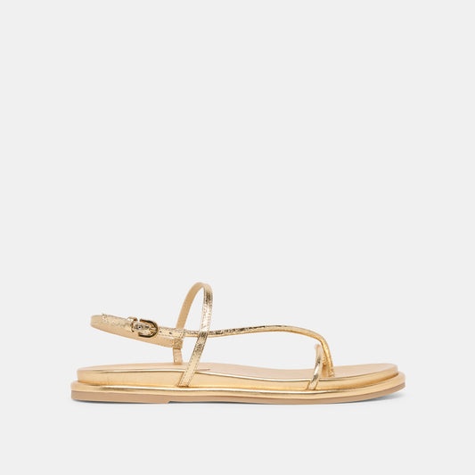 Dom Gold Distressed Leather Sandals - GOLD DISTRESSED LEATHER