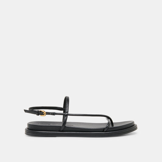 Dom Black Leather Sandals - BLACK LEATHER