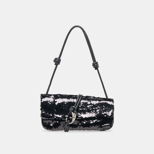 Alice Black Sequin Shoulder Bag - BLACK SEQUIN
