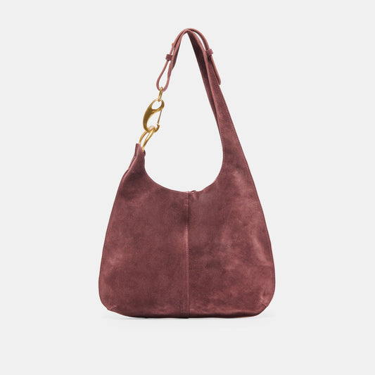 Johnnie Burgundy Suede Shoulder Bag - BURGUNDY SUEDE