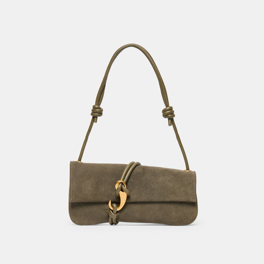Alice Olive Suede Shoulder Bag - OLIVE SUEDE