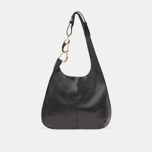 Johnnie Black Leather Shoulder Bag - BLACK LEATHER