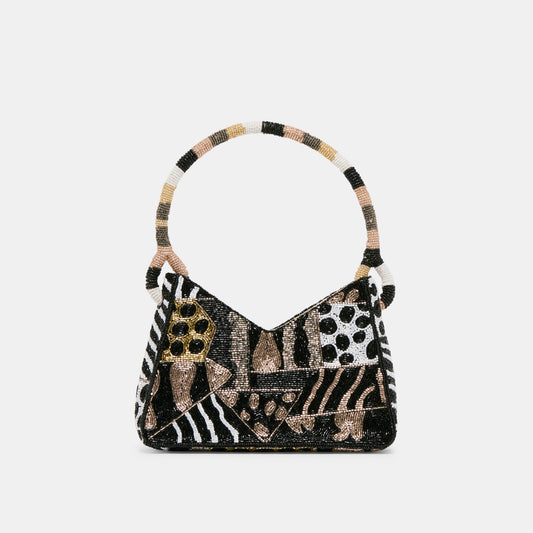 Amelia Dark Multi Beaded Shoulder Bag - DARK MULTI BEADED
