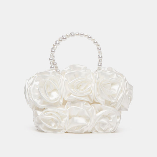 Aubrey White Satin Handbag - WHITE SATIN