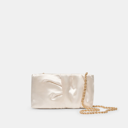 Rozey White Satin Clutch - WHITE SATIN