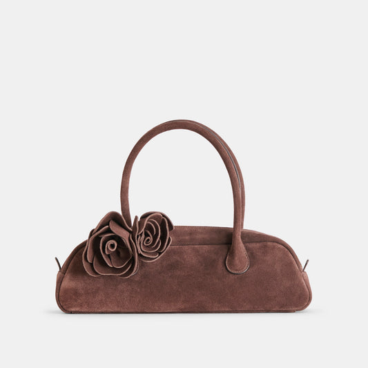 Boracay Chocolate Suede Shoulder Bag - CHOCOLATE SUEDE