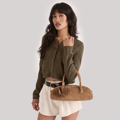 Boracay Brown Suede Shoulder Bag - BROWN SUEDE