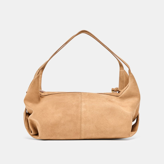 Billy Camel Suede Shoulder Bag - CAMEL SUEDE