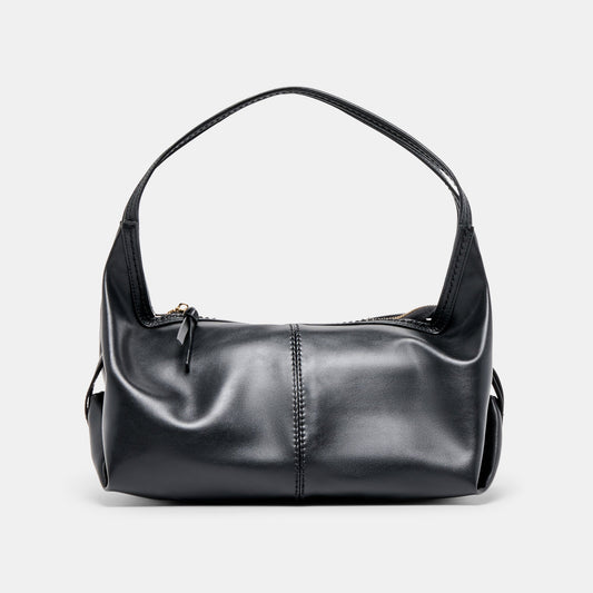 Billy Black Leather Shoulder Bag - BLACK LEATHER