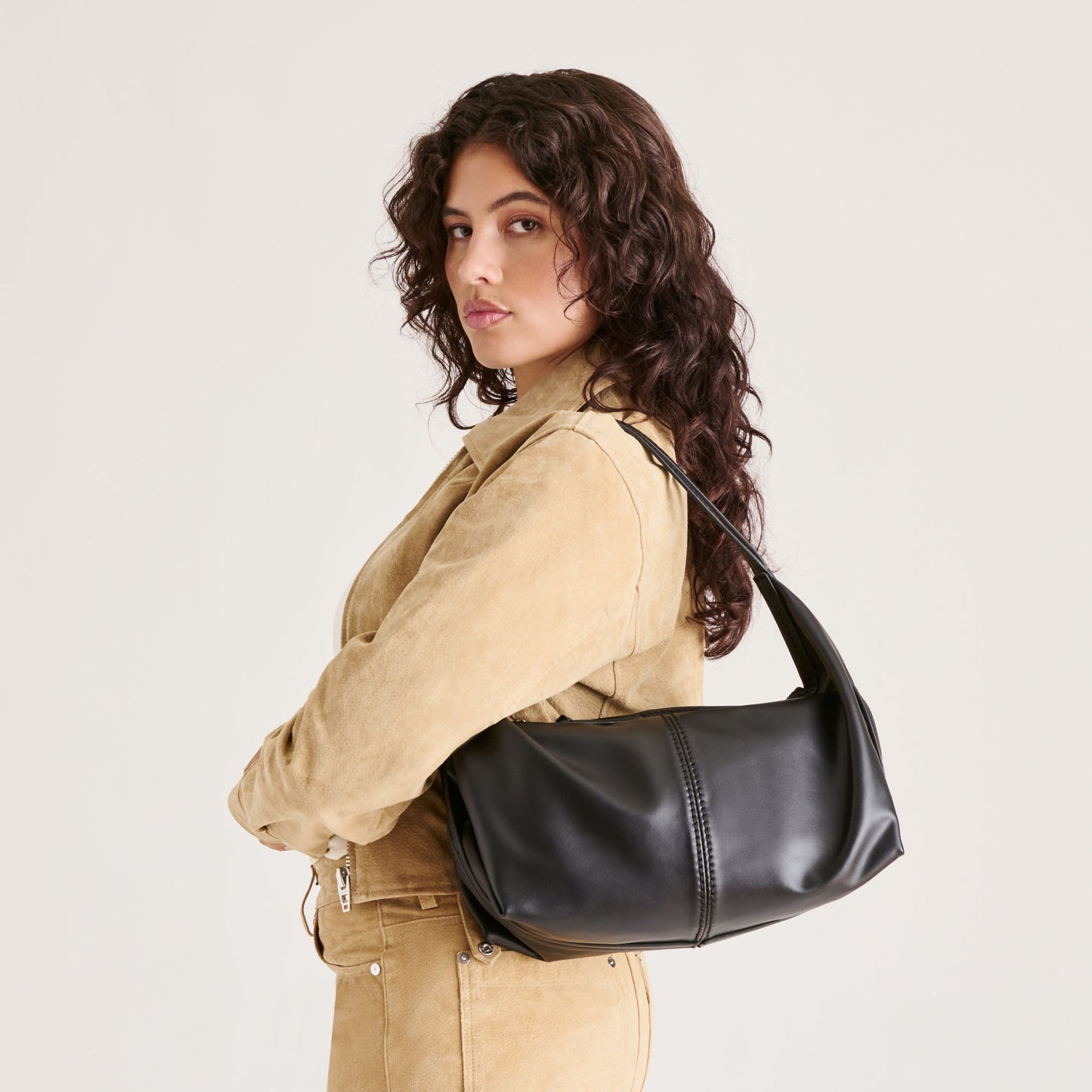 Billy Black Leather Shoulder Bag - BLACK LEATHER