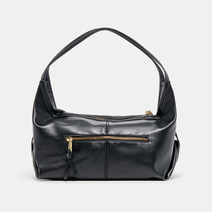 Billy Black Leather Shoulder Bag - BLACK LEATHER