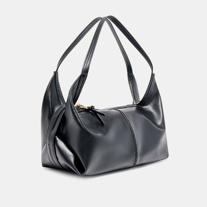 Billy Black Leather Shoulder Bag - BLACK LEATHER
