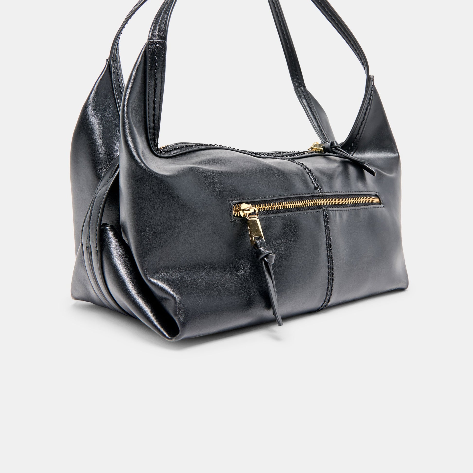 Billy Black Leather Shoulder Bag - BLACK LEATHER