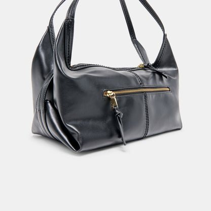 Billy Black Leather Shoulder Bag - BLACK LEATHER