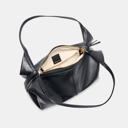 Billy Black Leather Shoulder Bag - BLACK LEATHER