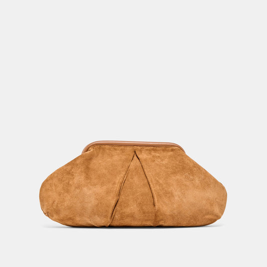 Sahara Cognac Suede Clutch - COGNAC SUEDE